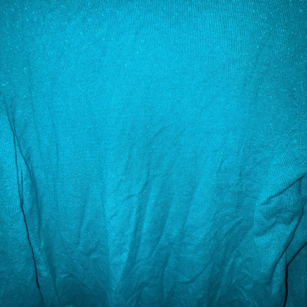 Sag Harbor Women's L Aquamar Teal Metallic Cardigan Top Rhinestone Accent NWT - Picture 15 of 16